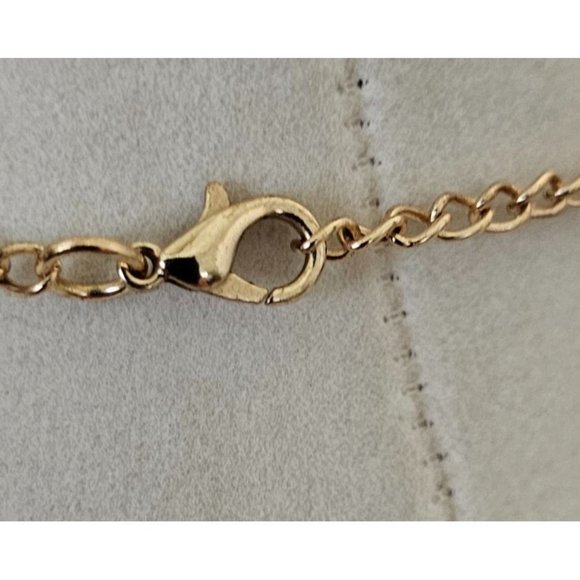 Gold-Tone Chain Necklace with Purple Blue & Amber Gemstone Sunburst Pendant READ - Picture 3 of 5